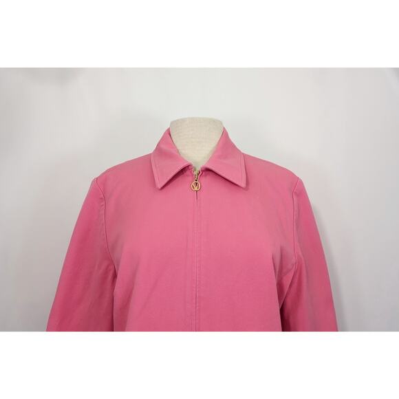 St. John Sport Essentials Jacket Pink Zip Front Cotton Blend Misses Size M - Picture 2 of 7